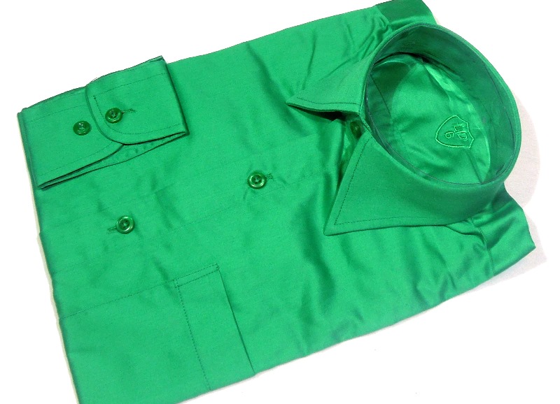  Зелёная рубашка для мальчика сатин 8 