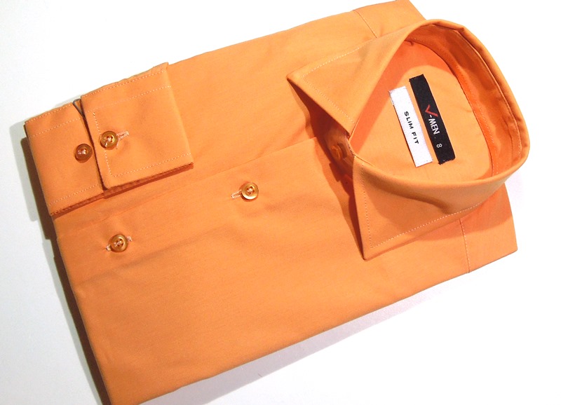  Рубашка для мальчика школьная, оранжевая, приталенная 2 - 18 
