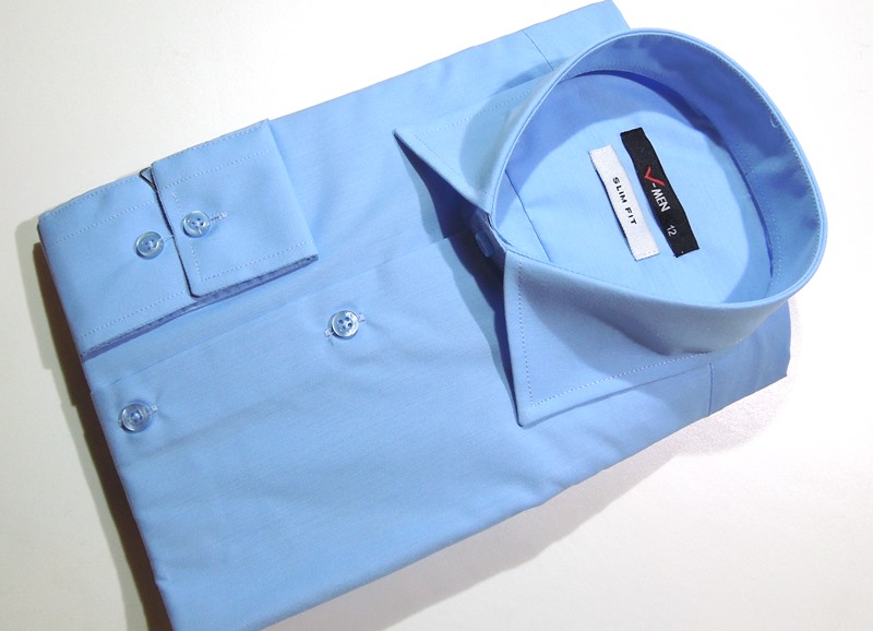  Рубашка для мальчика школьная, голубая, приталенная 2 - 18 