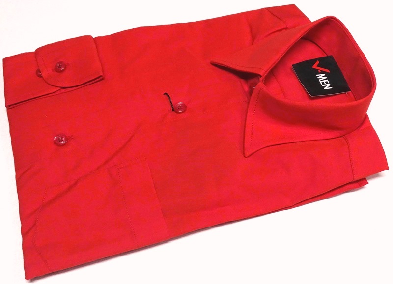  Красная, не приталенная рубашка для мальчика 6 - 1 