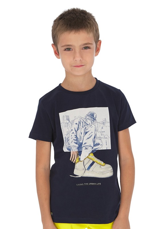  Тёмно-синяя футболка для мальчика - подростка короткий рукав 6056 - 20, Майорал, Испания 