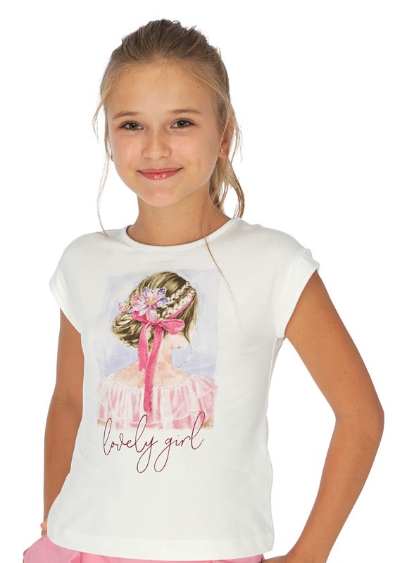  Белая футболка для девочки - подростка 6002 - 77, Майорал, Испания 