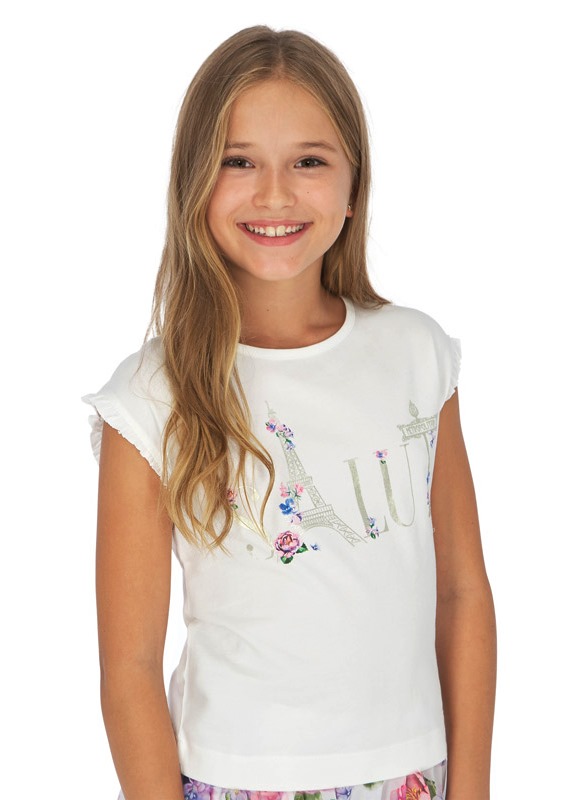  Белая футболка для девочки - подростка 6001 - 93, Майорал, Испания 