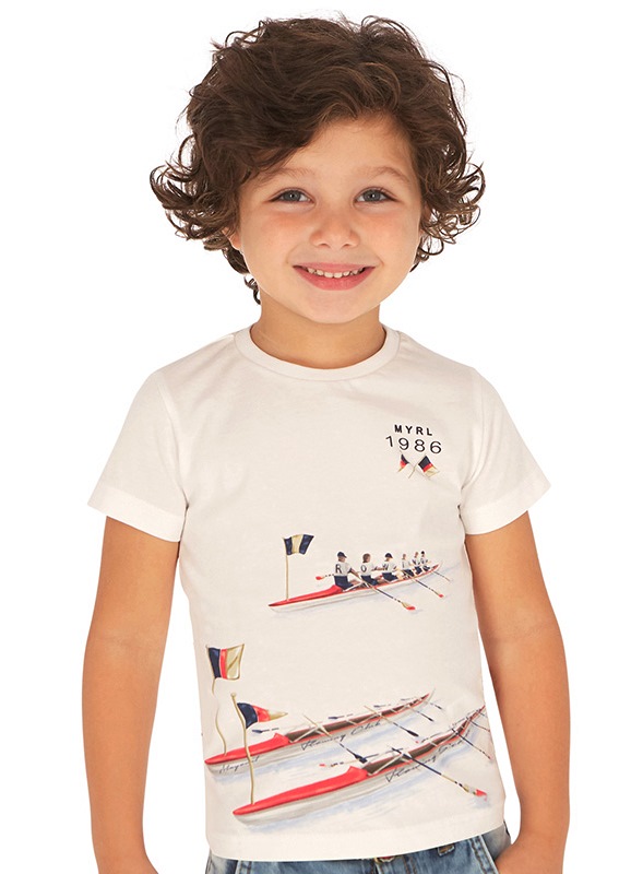  Белая футболка для мальчика 3060 - 39, Майорал, Испания 