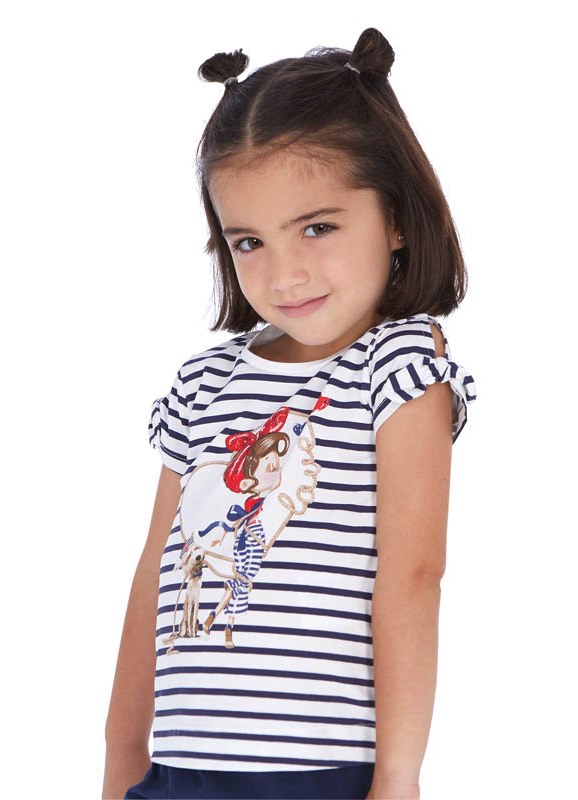  Полосатая футболка для девочки 3010 - 70, Майорал, Испания 