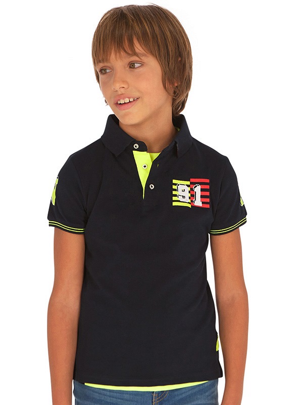  Футболка - поло чёрная для мальчика подростка 6144 - 86, Майорал, Испания 