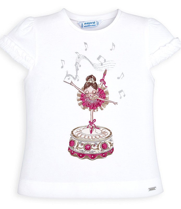  Белая футболка для девочки короткий рукав 3001 - 68, Майорал, Испания 