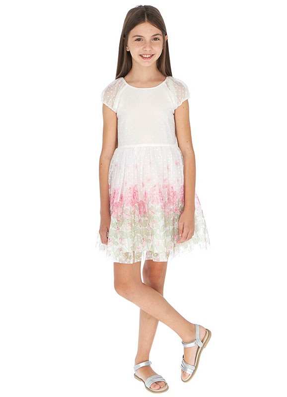  Белое красивое платье для девочки подростка 6969 - 14, Майорал, Испания 