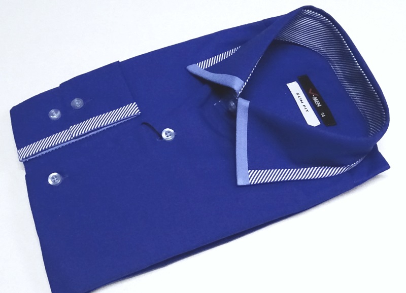  Рубашка для мальчика тёмно-синяя, приталенная 1-44 